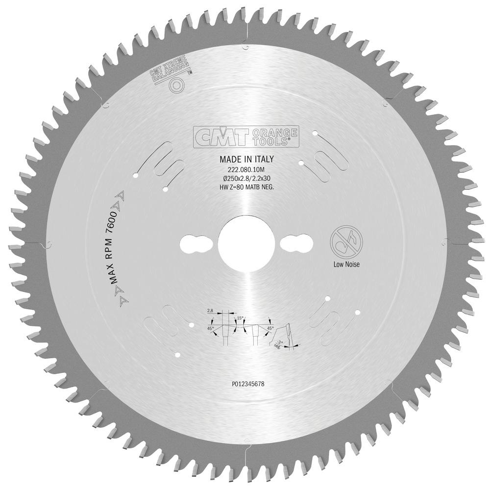 CMT - Pilový kotouč na PVC a plexisklo D=250 F=30 Z=80 K=2,8/2,2
