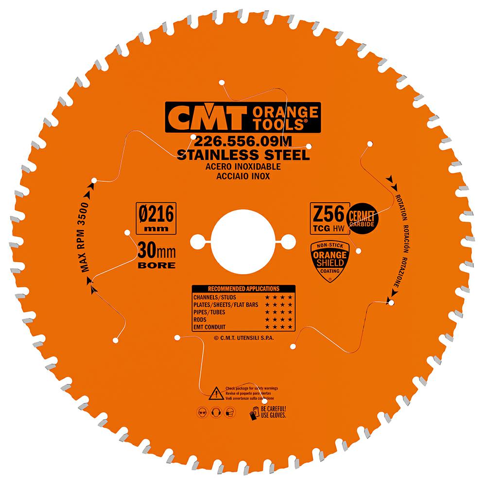 CMT - Pilový kotouč na nerezovou ocel D=216 F=30 Z=56 K=1,8/1,4