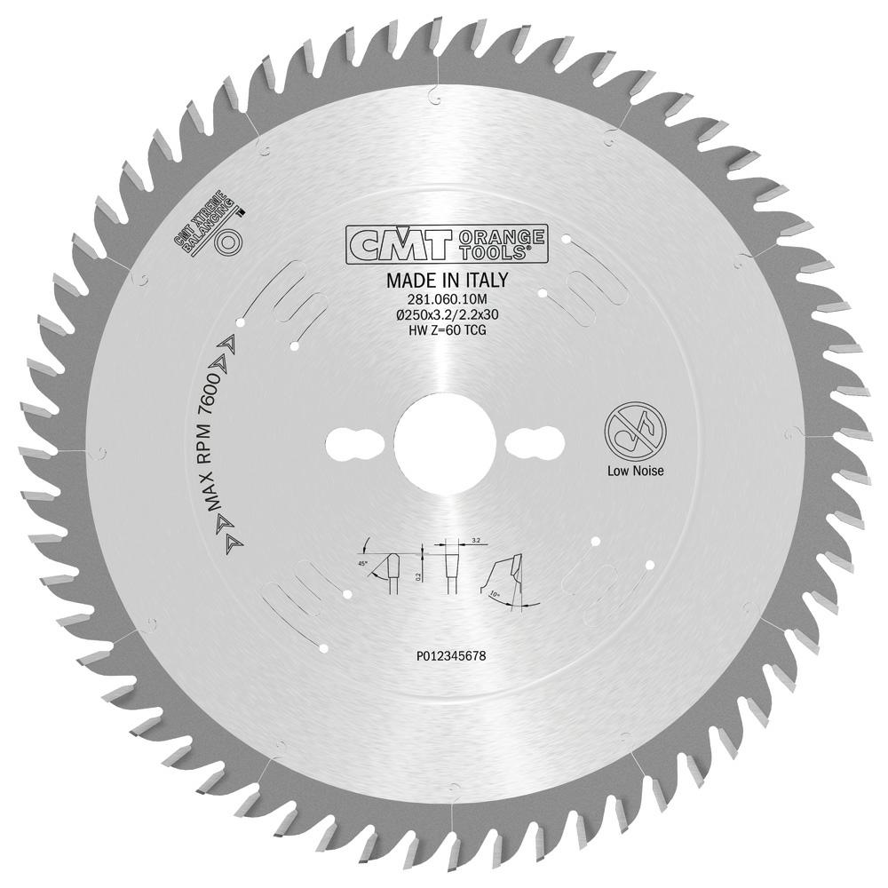 CMT Pilový kotouč na lamino s předřezem - D=250 F=30 Z=60 K/P=3,2/2,2