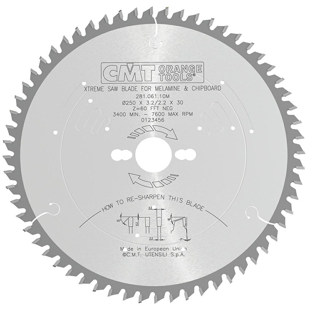 CMT XTreme Pilový kotouč na lamino - D=250 F=30 Z=60 K/P=3,2/2,2