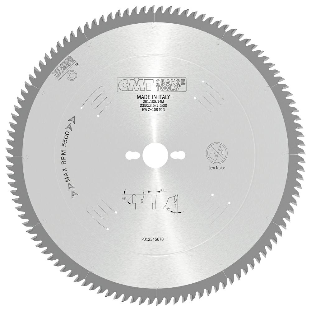 CMT Pilový kotouč na lamino s předřezem - D=350 F=30 Z=108 K/P=3,5/2,5