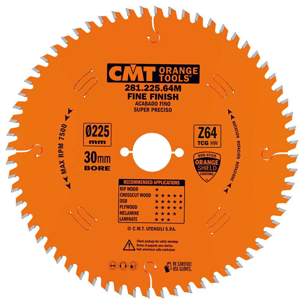 CMT Pilový kotouč na lamino s předřezem - D=225 F=30 Z=64 K=2,6/1,8