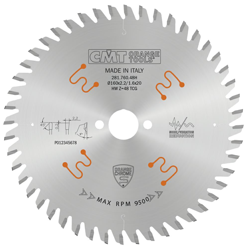 CMT CHROME Pilový kotouč na lamino s předřezem - D=160 F=20 Z=48 K/P=2,2/1,6
