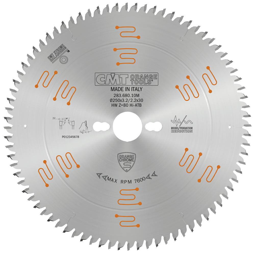 CMT CHROME Pilový kotouč na lamino bez předřezu - D=250 Z=80 F=30 K/P=3,2/2,2 mm