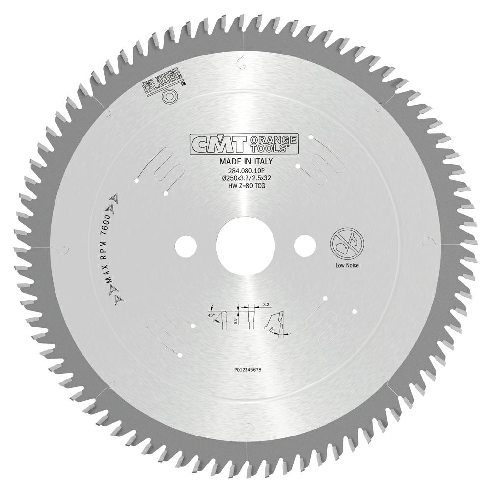 CMT - Pilový kotouč na plast a neželezné kovy  D=250 F=32 Z=80 K=3,2/2,5