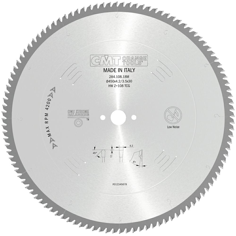 CMT - Pilový kotouč na plast a neželezné kovy D=450 F=30 Z=108 K/P=4,2/3,5