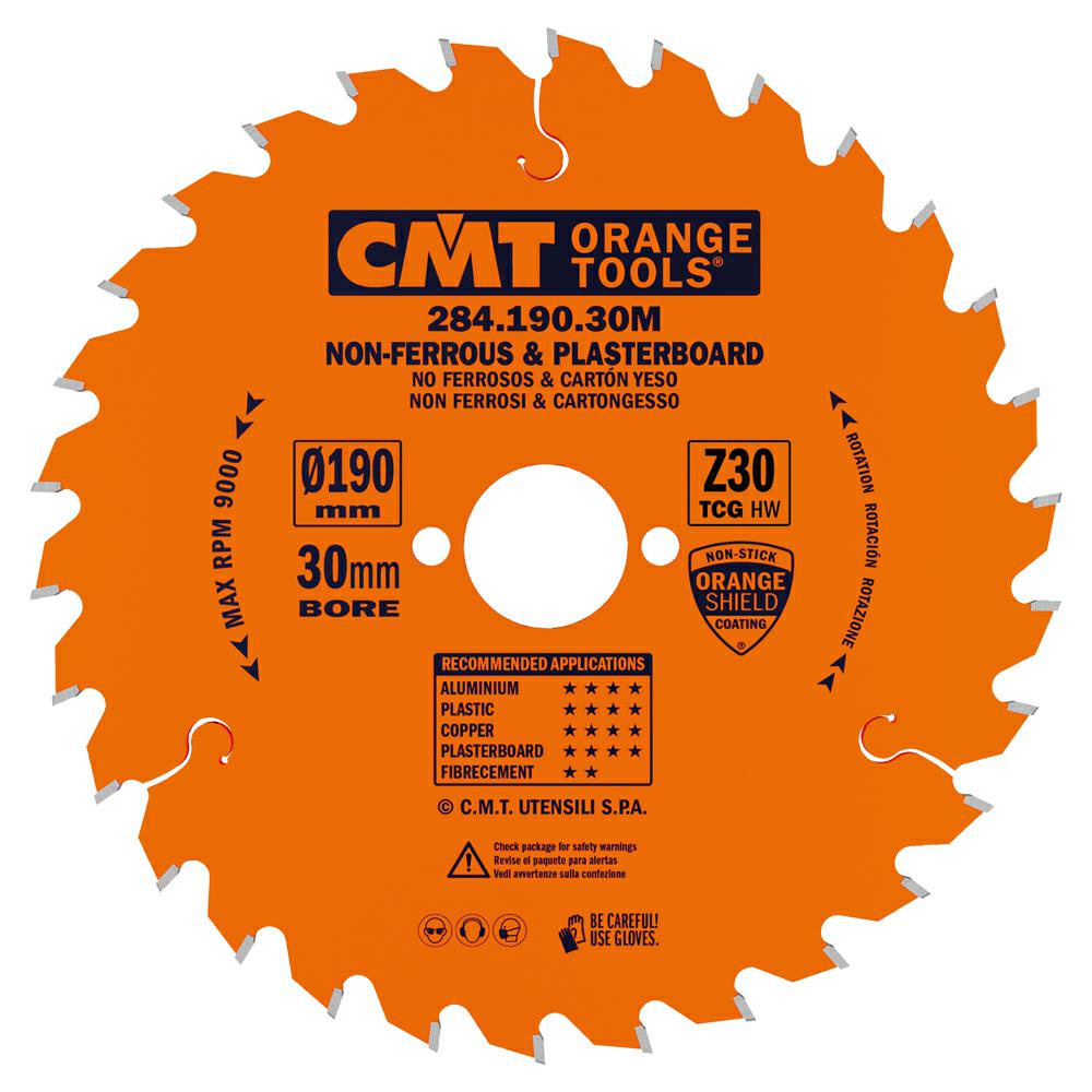 CMT - Pilový kotouč na plast a neželezné kovy D=190 F=30 Z=30 K=2,6/2,2