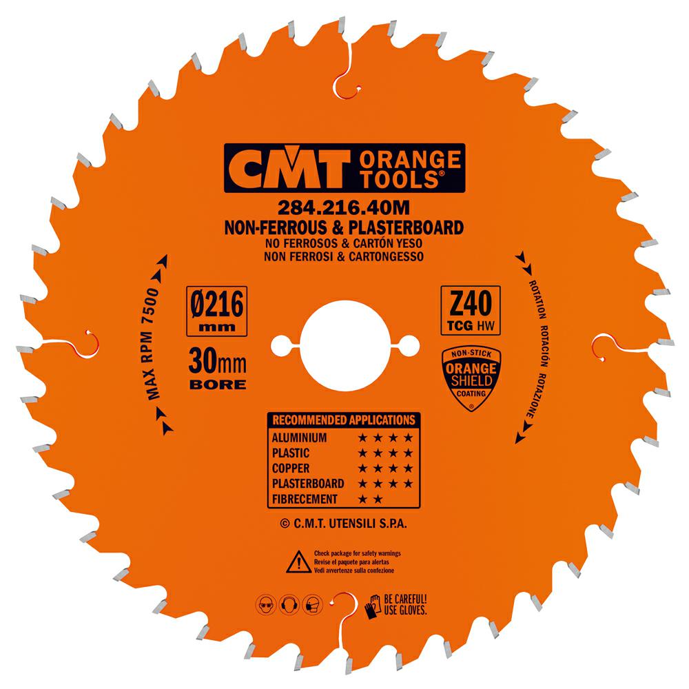 CMT - Pilový kotouč na plast a neželezné kovy D=216 F=30 Z=40 K=2,6/2,2