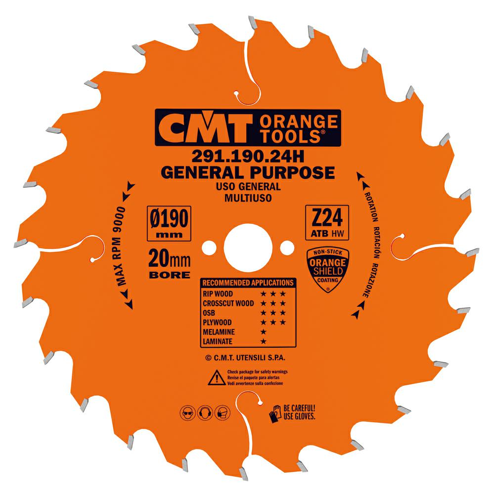 CMT - Univerzální kotouč pro elektronářadí (D190x2,6 d20 Z24 HM)