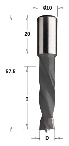 Kolíkovací vrták neprůchozí (D=4 mm; I=26 mm; L=57,5 mm; Z2) RH