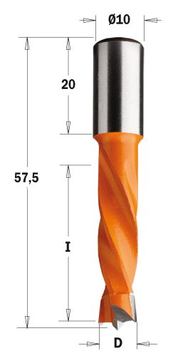 Kolíkovací vrták neprůchozí (D=6 mm; I=26 mm; L=57,5 mm; Z2) LH