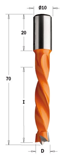 Kolíkovací vrták neprůchozí (D=6,4 mm; I=43 mm; L=70 mm; Z2) LH