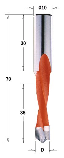 Kolíkovací vrták neprůchozí EXTREME (D=5 mm; I=35 mm; L=70 mm; Z2) LH