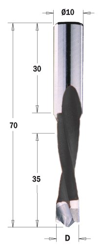 Kolíkovací vrták neprůchozí EXTREME (D=6 mm; I=35 mm; L=70 mm; Z2) RH