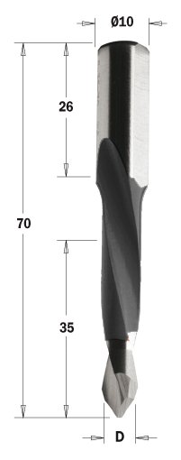 Kolíkovací vrták průchozí EXTREME (D=5 mm; I=35 mm; L=70 mm; Z2) RH