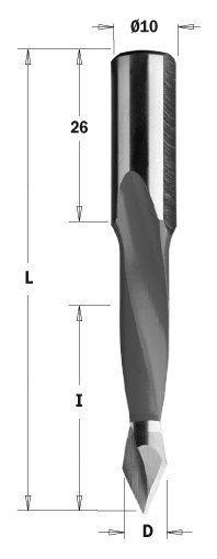 Kolíkovací vrták průchozí (D=6,35 mm; I=35 mm; L=70 mm; Z2) RH