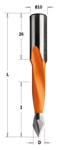 Kolíkovací vrták průchozí (D=6,35 mm; I=35 mm; L=70 mm; Z2) LH