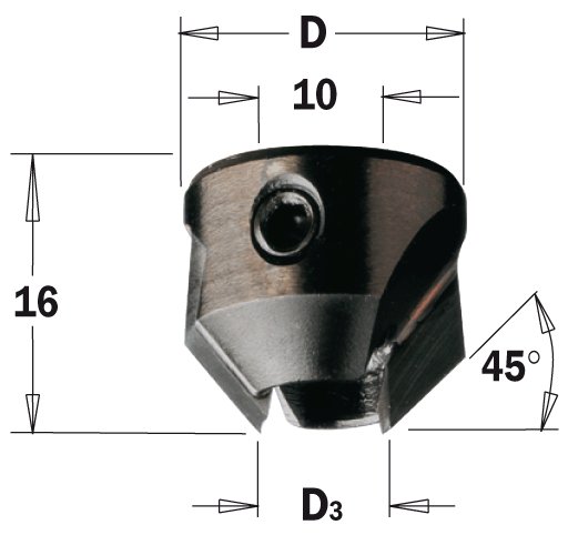 Záhlubník pro upnutí na stopce (D=5-10 mm; D1=20 mm; Z2) LH