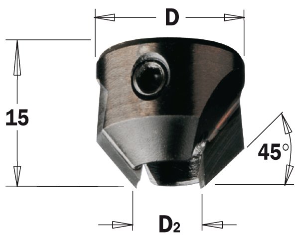 Záhlubník pro upnutí na dříku (D=4 mm; D1=16 mm; Z2) LH
