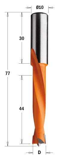 Kolíkovací vrták neprůchozí (D=6 mm; I=44 mm; L=77 mm; Z2) LH