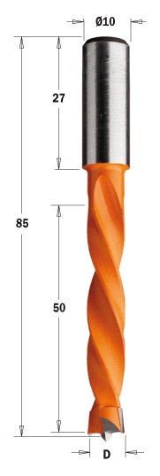 Kolíkovací vrták neprůchozí (D=5 mm; I=50 mm; L=85 mm; Z2) LH