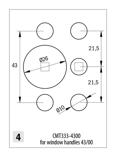 CMT Vyvrtávací hlava pro závěsný systém (Okenní kliky CREMONESE 43/0)