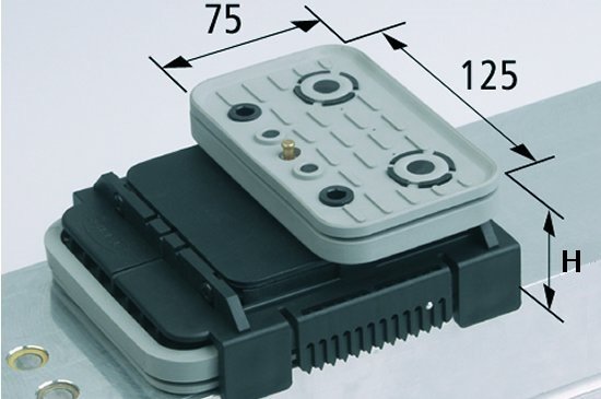Vakuový blokVCBL-K2 TV 125x75 H=75 mm Q (příčný) s mezním sensorem